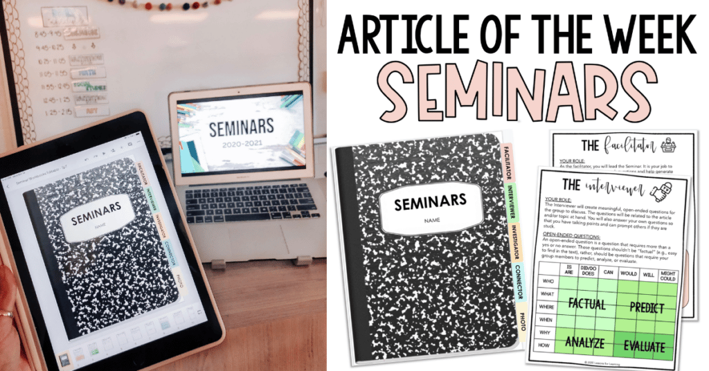 Article of the Week Seminars Product for TpT