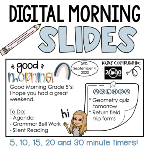 TpT product cover: Digital Morning Slides example