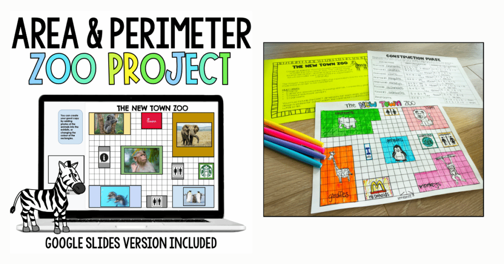 area and perimeter zoo project based learning assignment for measurement