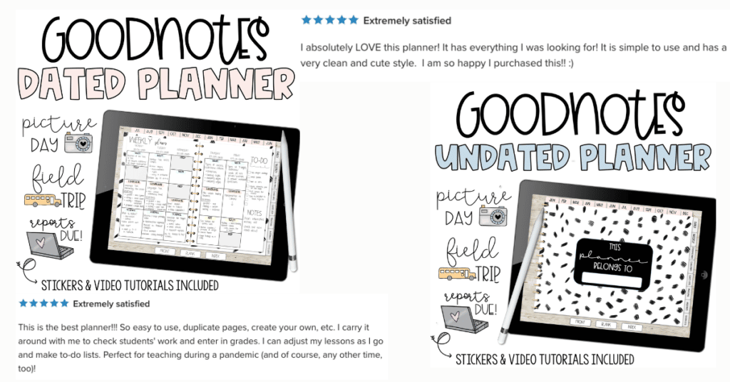 online teacher planner two goodnotes/notability ipad and tablet options