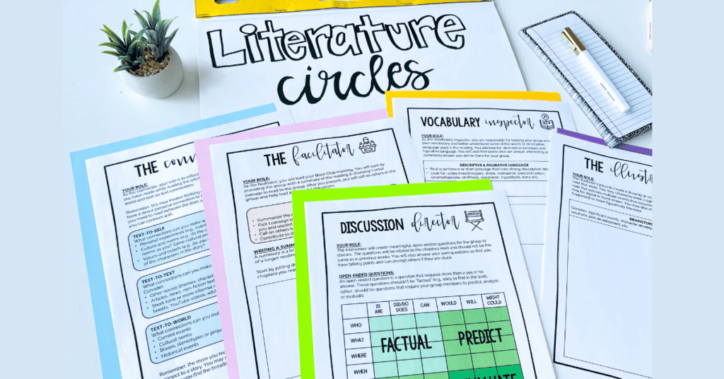 literature circle roles example worksheets discussion director, illustrator