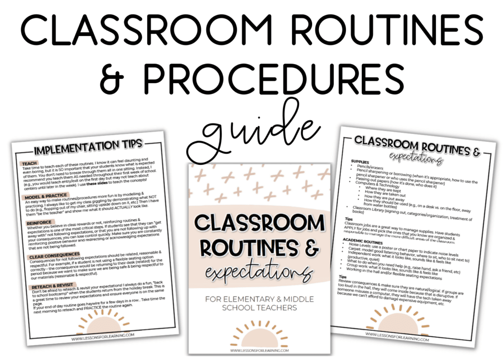 classroom routines and procedures freebie