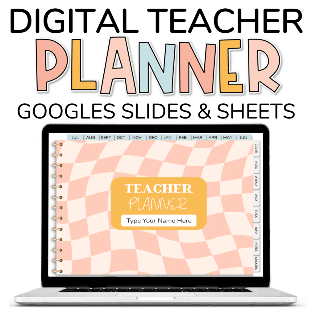 digital teacher planner google slides google sheets retro