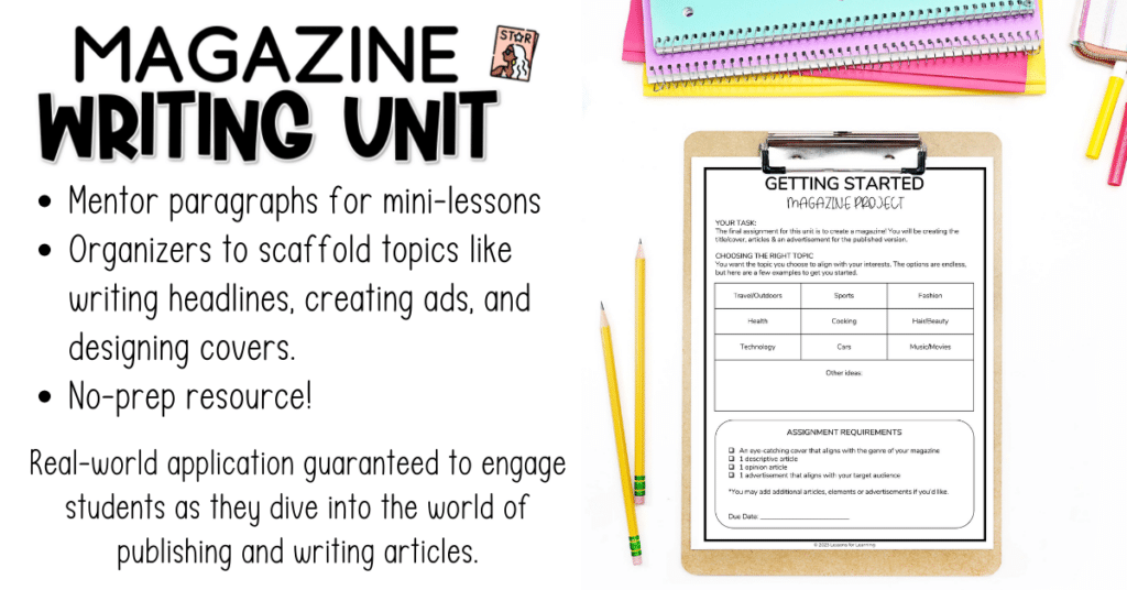 teaching informative writing with magazine writing unit