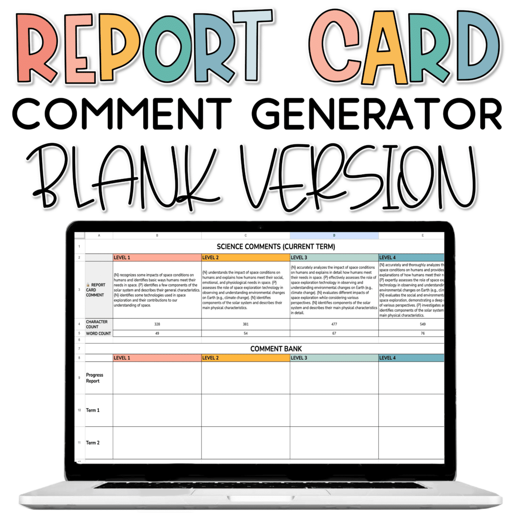 sample report card comments for teachers blank version resource 1