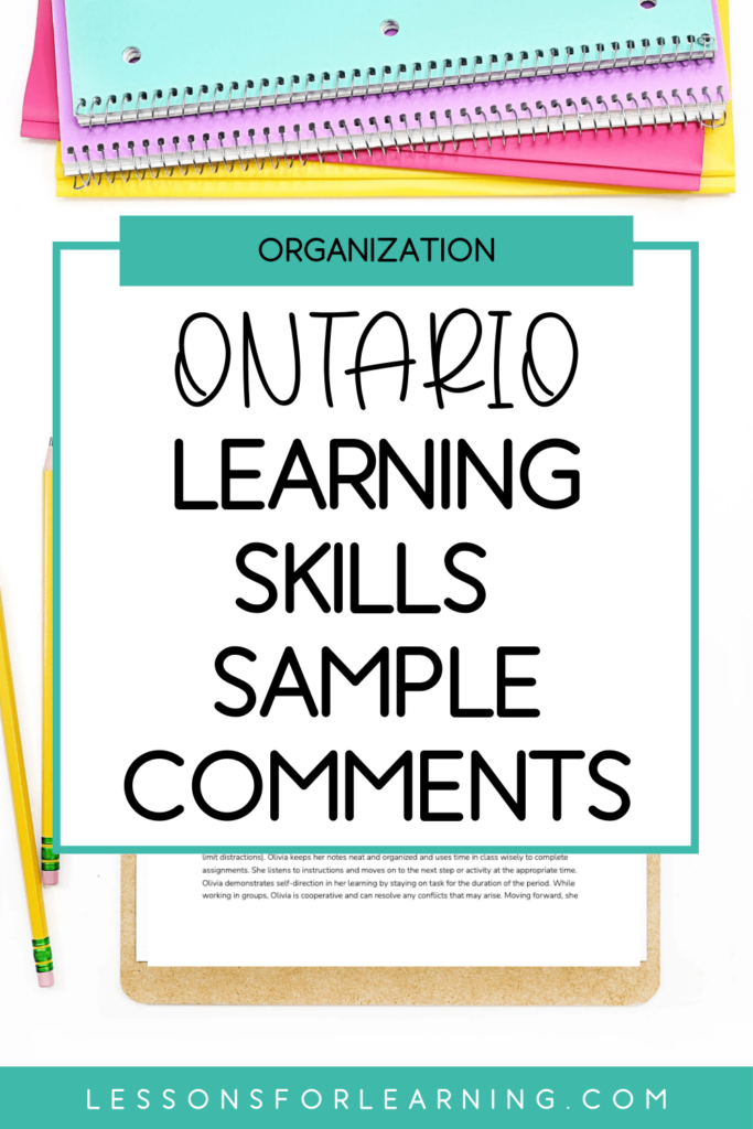 ontario learning skills sample comments